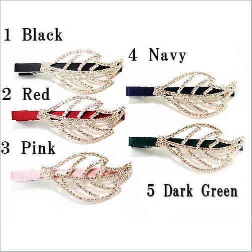 ヘアクセサリー ヘアクリップ スワロスキー パッチン留め くちばしクリップ  リーフのモチーフヘアクリップ　 | SWAROVSKI | 03