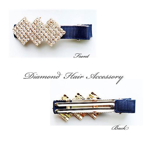 ポイント消化 500円 送料無 ヘアアクセサリ ー ヘアクリップ スワロスキー くしばしクリップ ダッカールクリップ ひし形ヘアクリップ | SWAROVSKI | 02