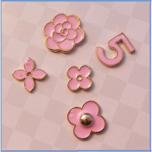 デコパーツ デコ電キット デコアクセサリー 可愛い オシャレ キラキラ メタルパーツ デコアート ハンドメイド DIY デコグッス カメリア  No5 5Pcsセット |  | 03