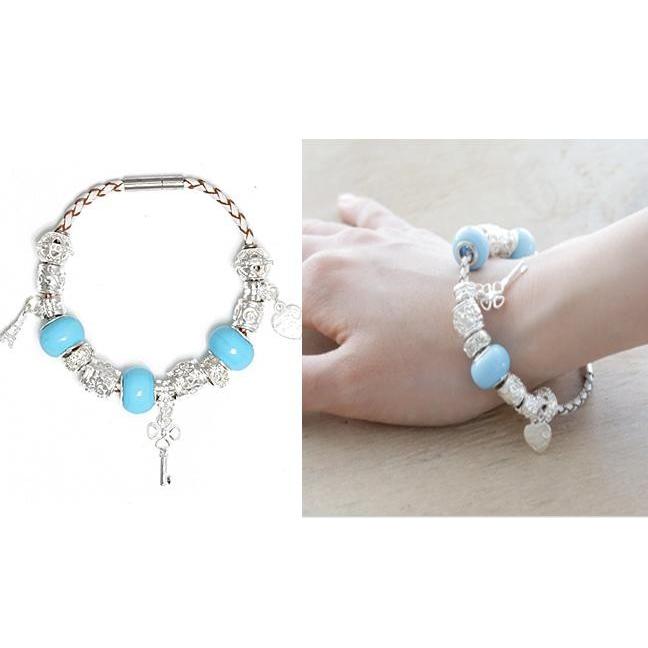 ブレスレット バングル アクセサリー 腕輪 チャーム パワーストーン パンドラブレスレット ブルー ピンク |  | 01