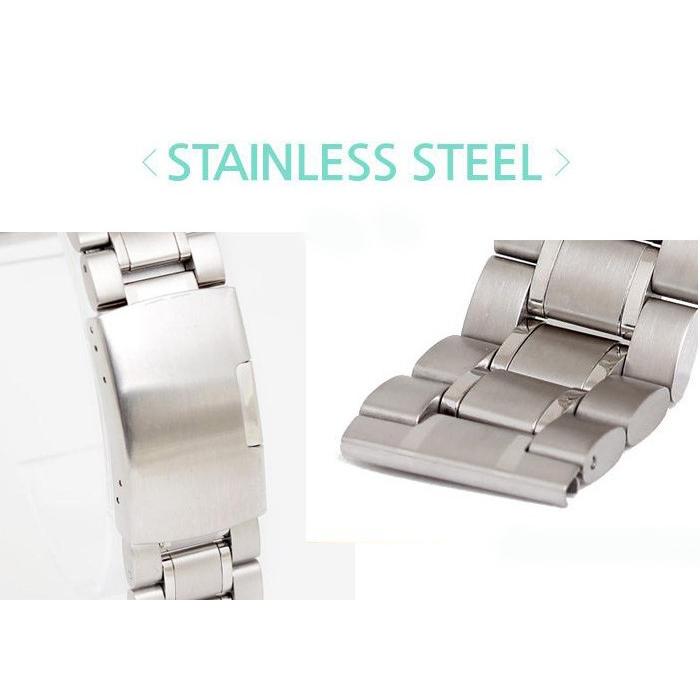 時計バンド ワンタッチバックル プッシュ式ステンレス５連バンド ステンレススチール ステンレスシルバー |  | 02