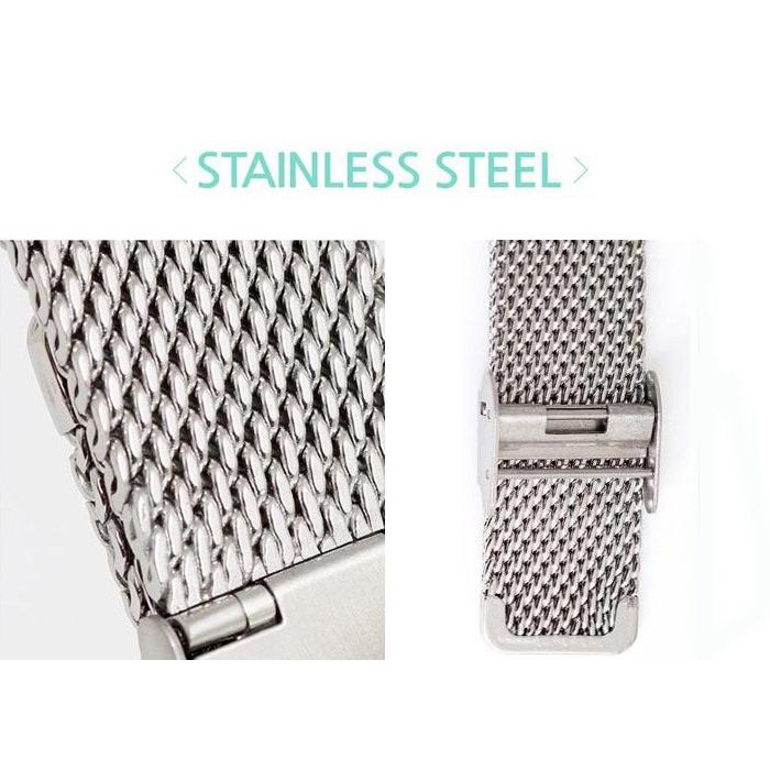 時計バンド ワンタッチバックル ステンレスメッシュバンド ステンレススチール シルバー【20mm】 |  | 01