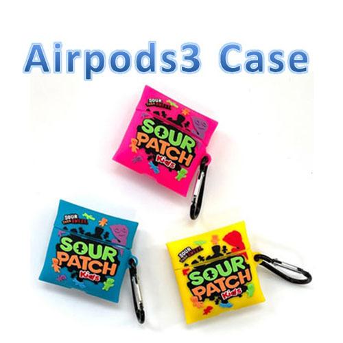 irPods３ケース かわいい キャラクター シリコン  落下防止 カラビナ付 サワーパッチエアポッド３ケース | 
