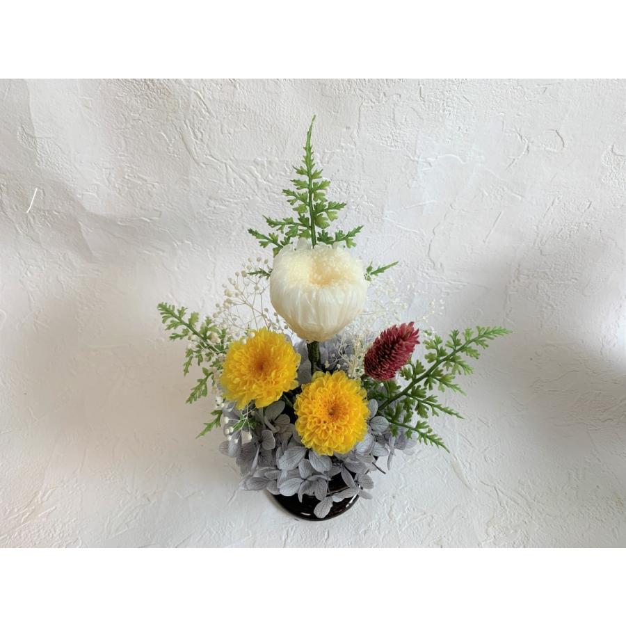 プリザーブドフラワー 仏花 徳 とく 花器付き シンプル 丸い花器