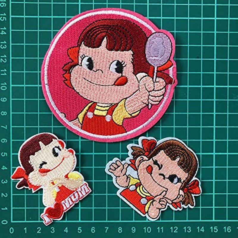 爆買い 刺繍アイロンワッペンペコちゃん 3枚セット タオル Dron Ma