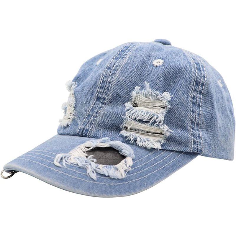 大切な Selcet キャップ メンズ 56 帽子 UVカット Hip 調節可能 ダメージ 野球帽 デニム Hop コットン 旅行 青 ヒップホップ  帽子