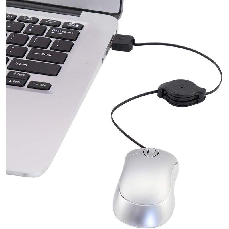 数量限定アウトレット最安価格DIWOSHE 超小型マウス USB有線 小型 格納式 ケーブル収納型 3ボタン Sサイズ USB巻き取り式 ミニ 光学式  伸縮マウス リー 材料、資材