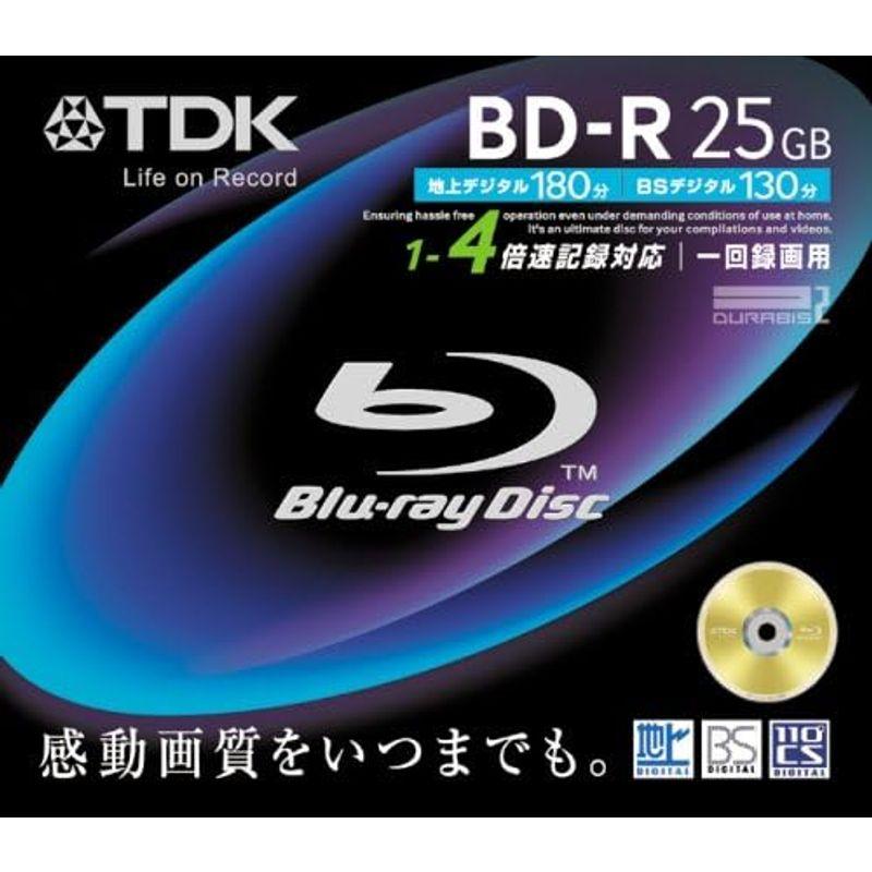 TDK 録画用ブルーレイディスク 25GB BD-R(1回録画用) 4X ノーマルレーベル 10mmケース 単品 BRV25B1S