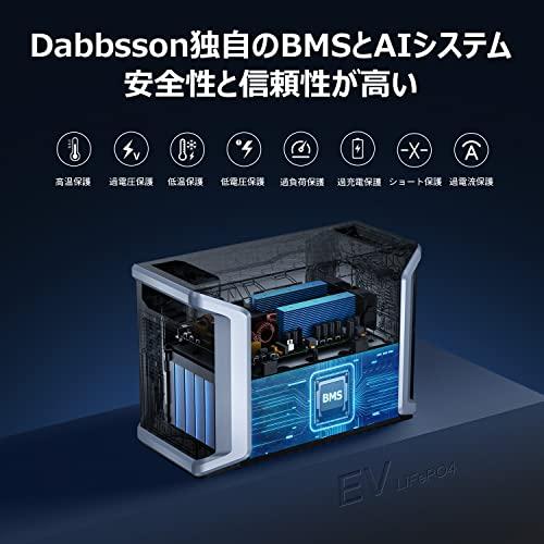 オンライン最安価格 Dabbsson ポータブル電源 大容量 2300Wh EV用半固体リン酸鉄リチウムイオンバッテリー 15年使用寿命 安全性の向上と長寿命化 2時間フ