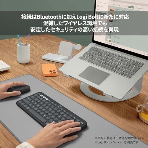 ロジクール ワイヤレスキーボード PEBBLE KEYS 2 K380sGR 薄型 軽量 415g 小型 Bluetooth Logi Bolt ワイ｜happiness0228｜04