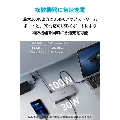 Anker 563 USB-C ドッキングステーション (10-in-1) 最大100W出力 MST機能 トリプルモニター USB PD 対応 M1 Anker 563 USB-C ドッキングステーション (10-in-1) 最大100W出力 MST機能 トリプルモニター USB PD 対応 M1