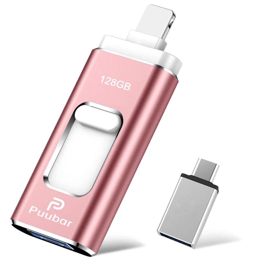 【多機能データ管理】128GB USBメモリー 4in1 iphone対応usbメモリUSB 3.0 フラッシュドライブ IOS/USB/Type-C（Yahoo!・Happiness2号店）