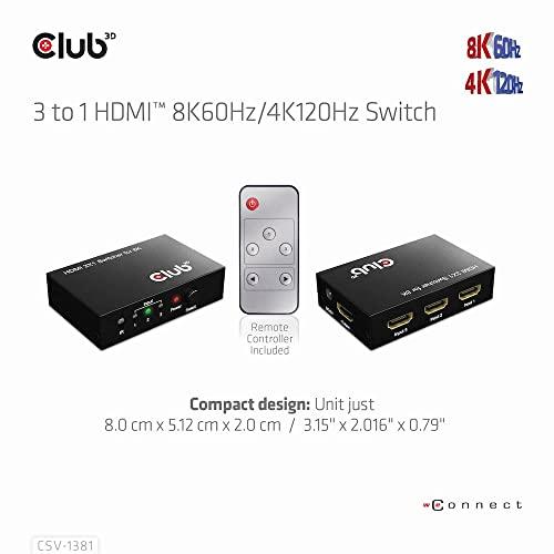 日本オンラインショップ Club3D HDMI 8K60Hz / 4K120Hz 3入力1出力 切替器 スイッチボックス Switch Box リモコン付き (CSV-138