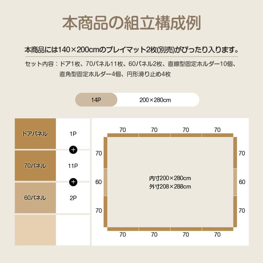 子育て応援価格 赤ちゃん ベビーサークル ドア付セット ハイタイプ モダン 扉付き ベビールーム 200×283cm ベビーゲート 長方形 Anuri_16