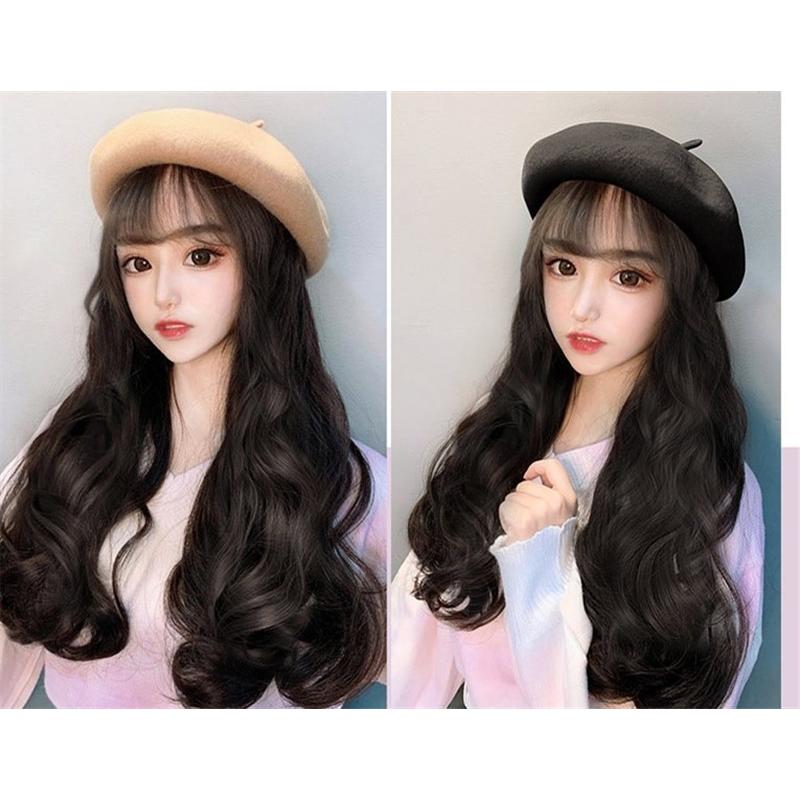 レディース 学生 一体型帽子用ウィッグ カール かつら Wig ロング ベレー帽 キャップ 小顔効果 帽子付きウィッグ 髪付き帽子 ロング巻き セミロング つけ毛 自然 2810 ハピネスキャメル 通販 Yahoo ショッピング