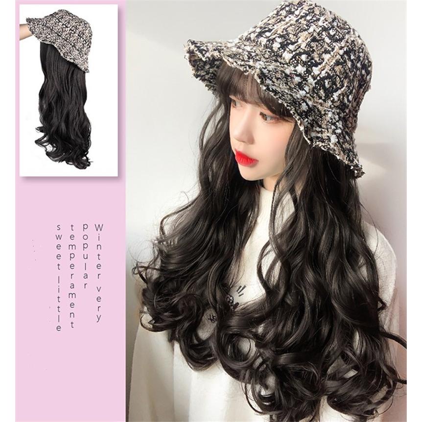 レディース 一体型帽子用 カール かつら Wig ロングエクステ キャップ バケットハット帽子付きウィッグ髪付き帽子 ロング巻き セミロング つけ毛 自然 2812 ハピネスキャメル 通販 Yahoo ショッピング