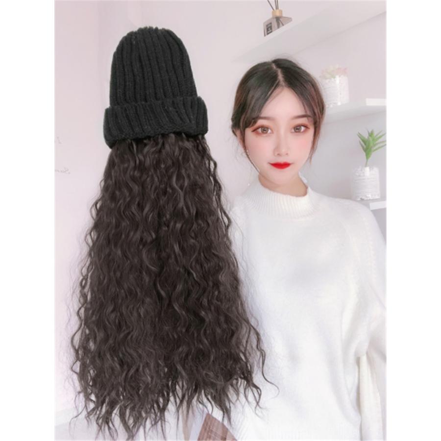 2色レディース 一体型帽子用 カール かつら Wig ロングエクステ 自然 可愛い ニット帽子付きウィッグ ネット付き 髪付き帽子 ロング巻き セミロング 22 ハピネスキャメル 通販 Yahoo ショッピング