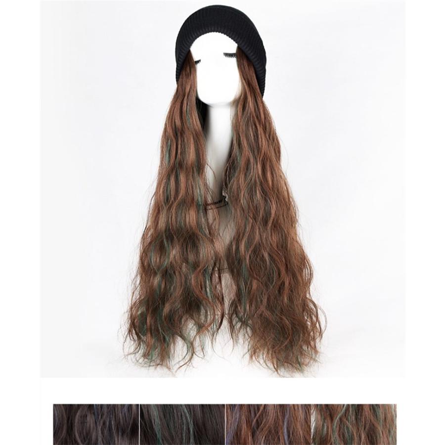 4色レディース 一体型帽子用 カール かつら Wig ロングエクステ 自然 可愛いニット帽子付きウィッグ 髪付き帽子櫛とネット付き ロング巻き セミロング 60cm 2855 ハピネスキャメル 通販 Yahoo ショッピング