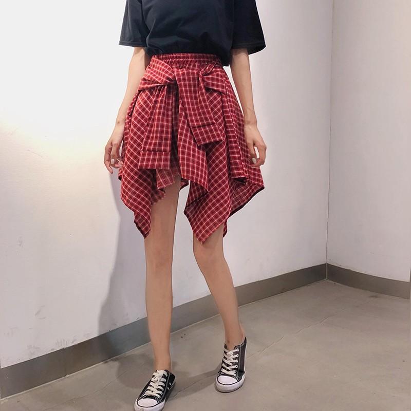 レディース学院 チェック柄シャツ腰巻き風 ミディアムスカート キュロットスカート 裏地付き 膝丈 フレアスカート カジュアル おしゃれ 299 ハピネスキャメル 通販 Yahoo ショッピング