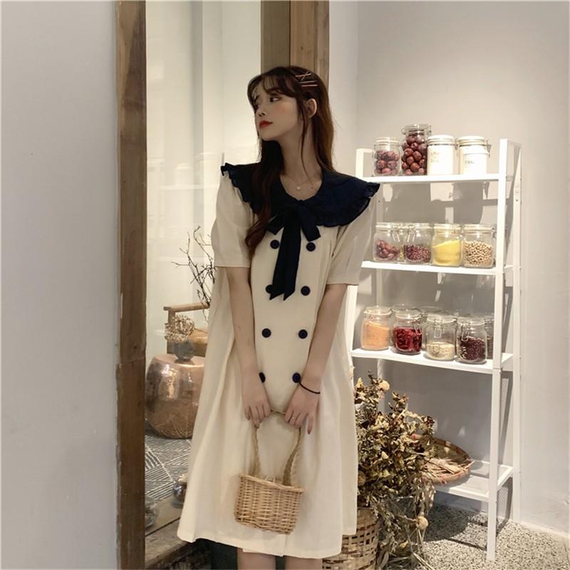 半袖 膝丈ワンピース レディース 夏作 着痩せ ワンピース 学園風 可愛い カジュアル フェミニン 韓国ファッション 419 ハピネスキャメル 通販 Yahoo ショッピング