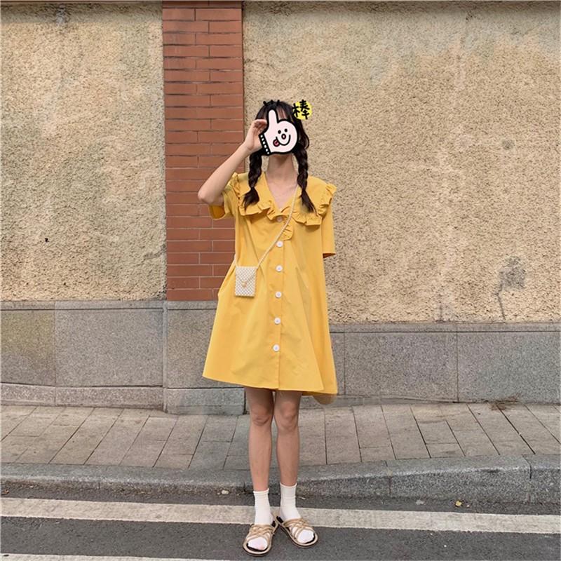 2色 半袖 膝丈ワンピース レディース 夏作 ゆったり ブラウス着痩せワンピース可愛い シンプルワンピース 通勤 おしゃれ カジュアル きれいめ 495 ハピネスキャメル 通販 Yahoo ショッピング