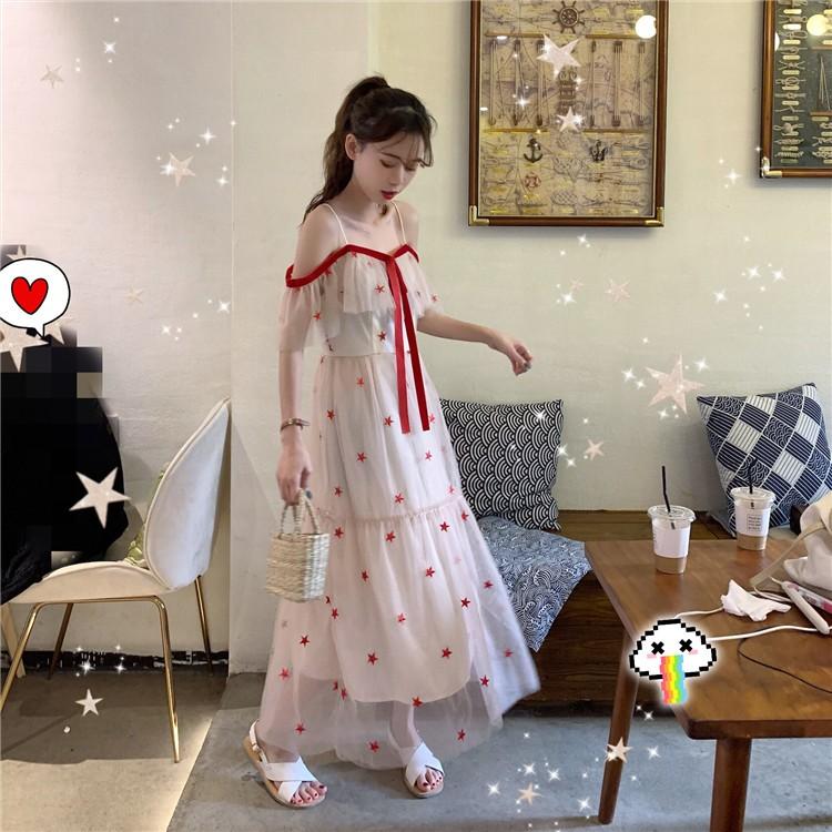 チュールワンピース オフショルダー 星柄 ノースリーブ ロングワンピース レディース 春夏作 着痩せ 姫 優雅 通勤カジュアル 可愛い 515 ハピネスキャメル 通販 Yahoo ショッピング