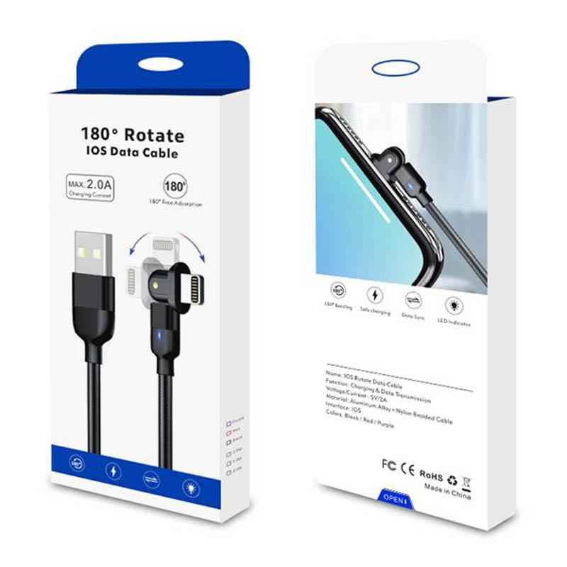 ケーブル 充電ケーブル L字 180度回転 USB 1m iPhone Android