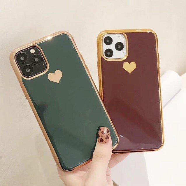 iPhone11ProMax ケース ハート柄 耐衝撃　ブラウン　シンプル 楽天市場】iphoneケース ハート（カラーブラウン）（ケース・カバー