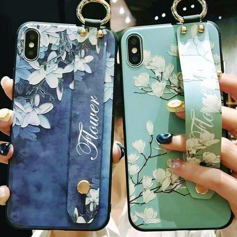 iPhone ケース 花柄 片手操作 バンド付き スタンド機能 iPhoneSE2 11 
