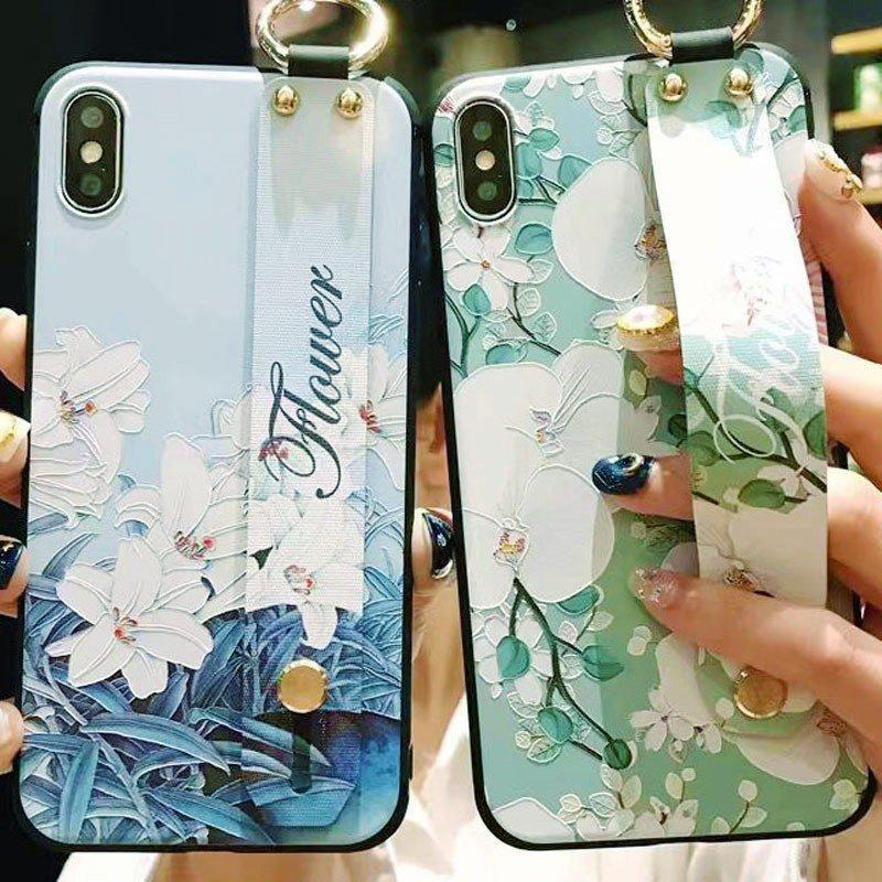 iPhone ケース 花柄 片手操作 バンド付き スタンド機能 iPhoneSE2 11