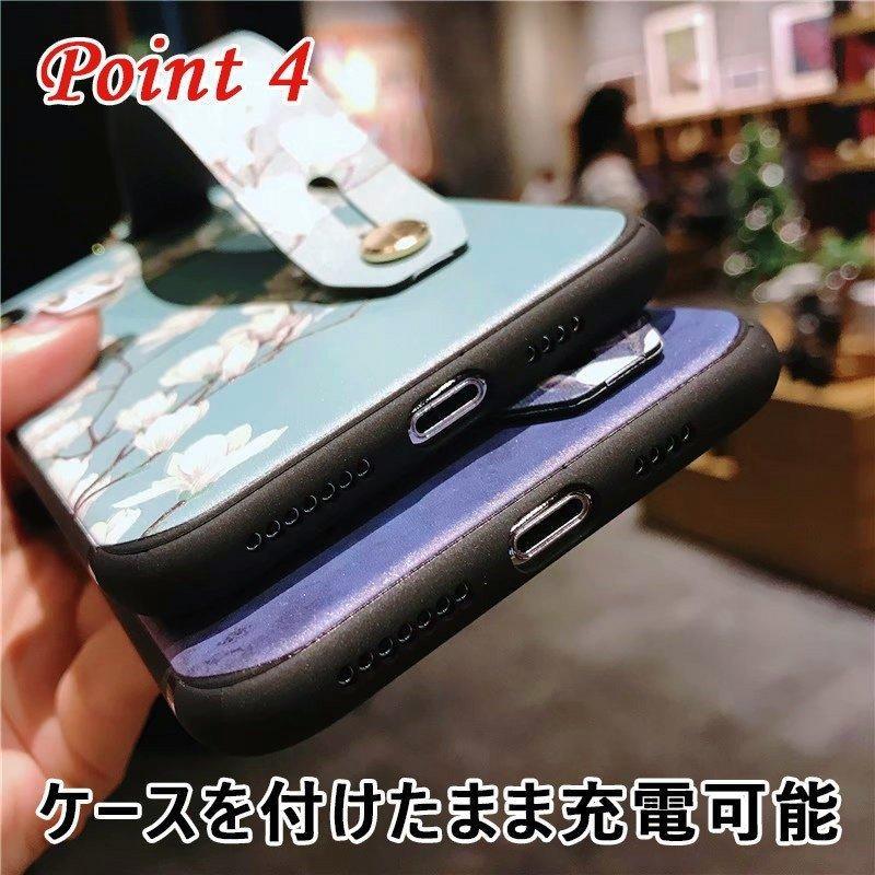 iPhone 11pro 本体　プラス　アクセサリー iPhone ケース 花柄 片手操作 バンド付き スタンド機能 iPhoneSE2 11