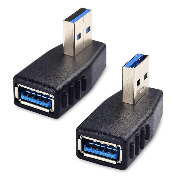 USB 変換 アダプタ L字型 90度 方向変換 USB3.0 対応 ハブ ケーブル変換 直角 右向き 左向き 2個セット ...