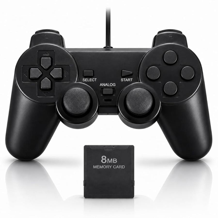 即セーブ対応セット】PS2 コントローラー メモリーカード 8MB 付き 
