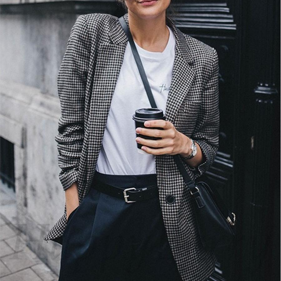 レトロ ベアード ダークグレー Happy 千鳥格子 レディース ジャケット プチプラレディースファッションなら スーツ アウター カジュアル