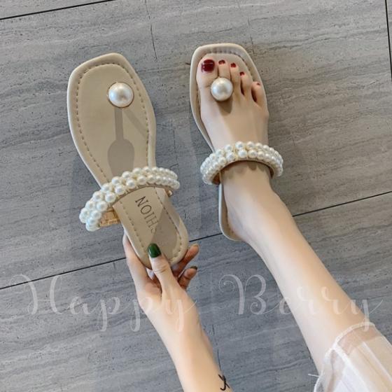 2color パール 二連パール ガンジーサンダル トング フラット ミュール 疲れない ローヒール ビーチサンダル ぺたんこ 痛くない サンダル レディース 春 夏 F0025 Happyberry 通販 Yahoo ショッピング
