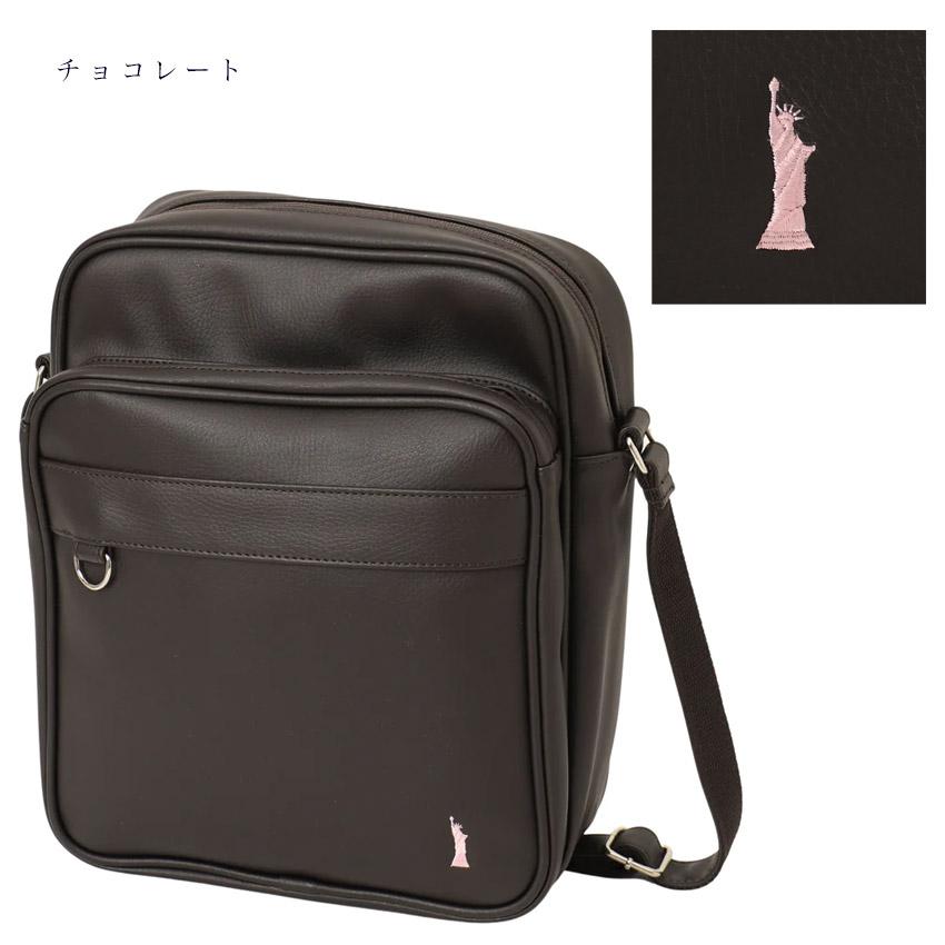 イーストボーイ スクールバッグ ショルダー 鞄 ロゴ刺繍 フェイクレザー 黒 EASTBOY（イーストボーイ） 合皮ショルダーバッグ 肩掛け サブバッグ