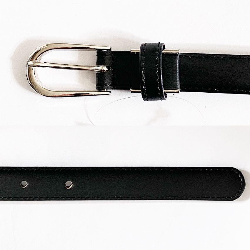 学生ベルト スリムタイプ 〜85cm 幅20mm 細め 牛本革 黒 ブラック 制服