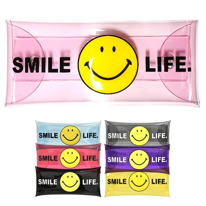 クリアマルチケース スマイル ペンケース 筆箱 コスメポーチ メイクポーチ メガネケース ビニール 文具 Smile Junpsl スクールファッション Classroom 通販 Yahoo ショッピング