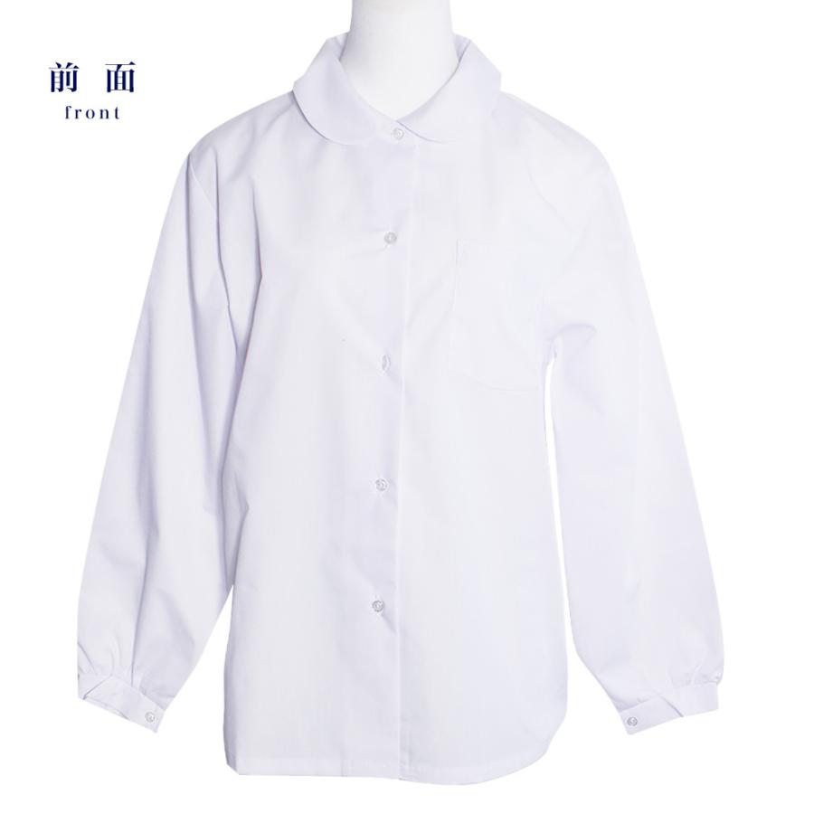 女子 長袖スクールシャツ 丸襟 ベタ丸 A体 B体 抗菌 防臭 日本製