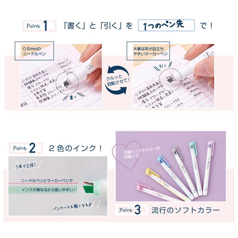ペン＆マーカーNinipie ニニピー6色セット サンスター文具 水性 カラー