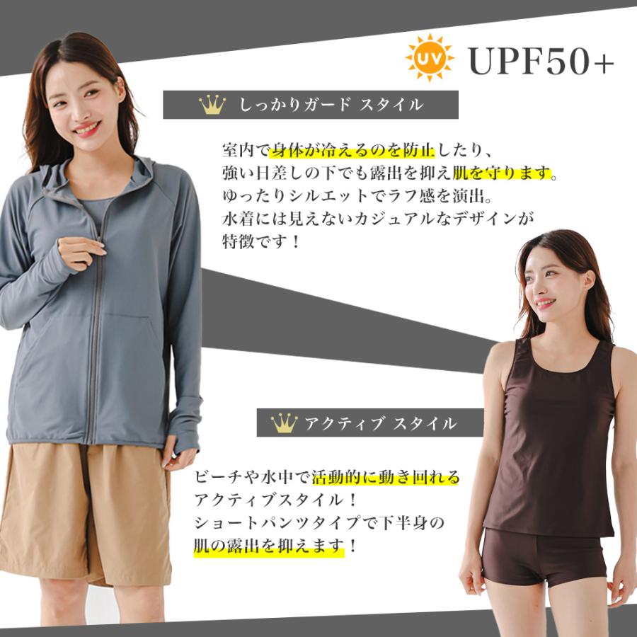 レディース水着 4点セット 長袖ラッシュガード ショートパンツ