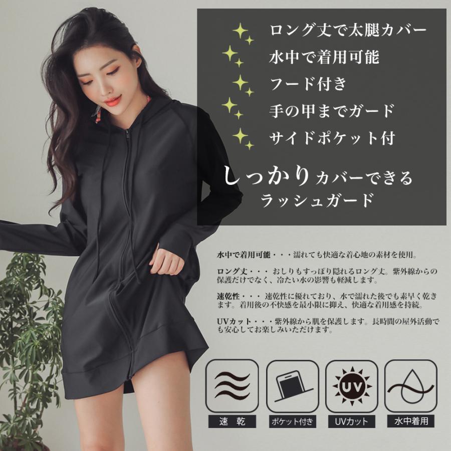 SALE!】長袖ラッシュガード ロング丈 レディース ポケット付