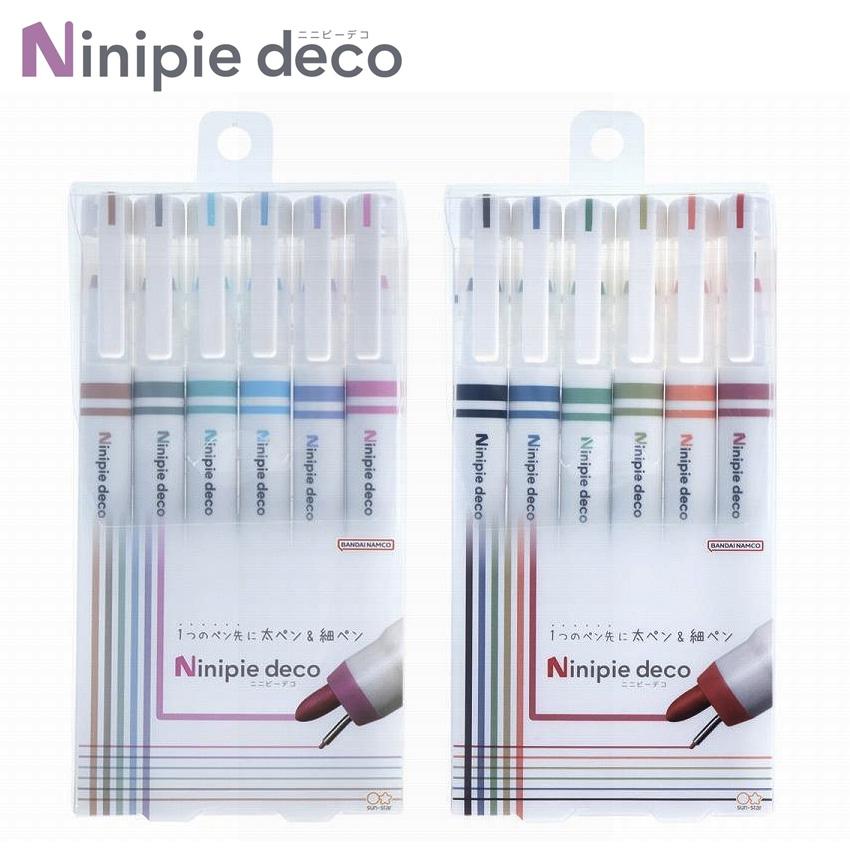 ペン＆マーカーNinipiedeco ニニピーデコ 6色セット サンスター文具
