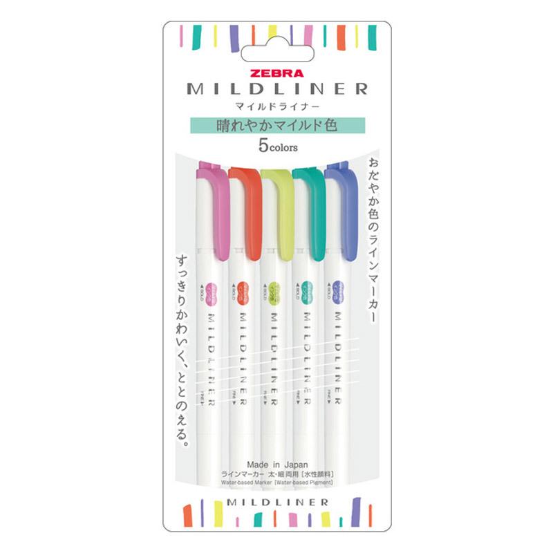 マイルドライナー5色セット ほんのり蛍光色 渋マイルド 和みマイルド