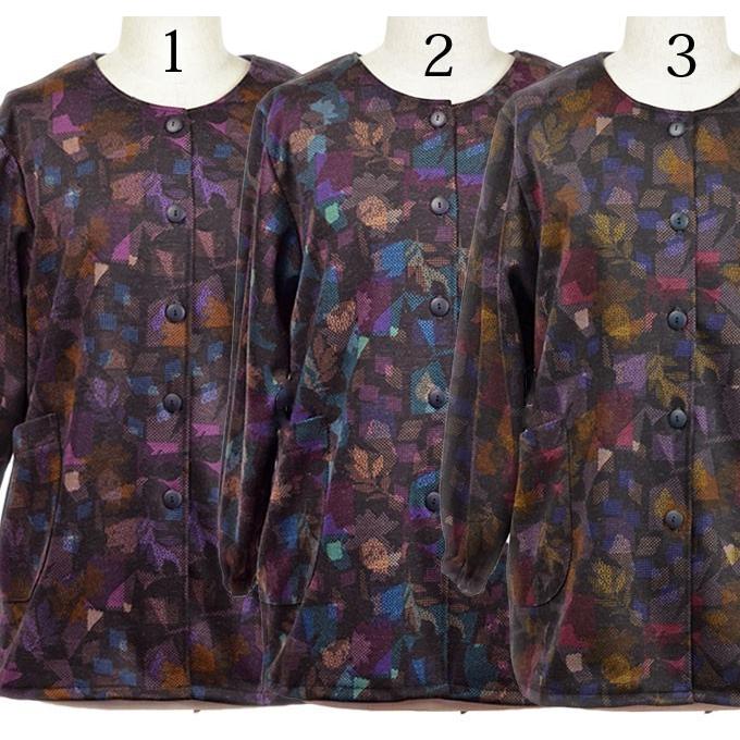 ウール混柄スモック 裏フリース付 3L 日本製 シニア 秋冬 前開き エプロン|happy-clothing|05