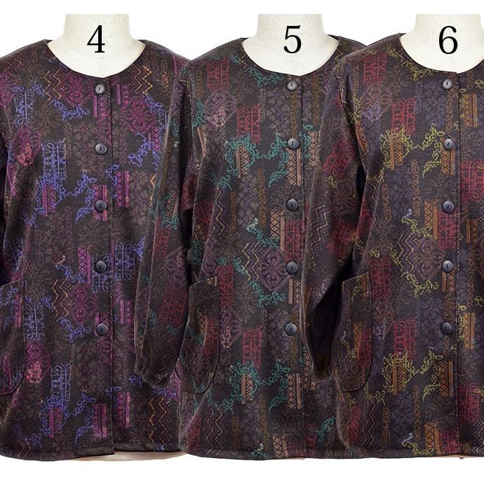 ウール混柄スモック 裏フリース付 3L 日本製 シニア 秋冬 前開き エプロン|happy-clothing|06