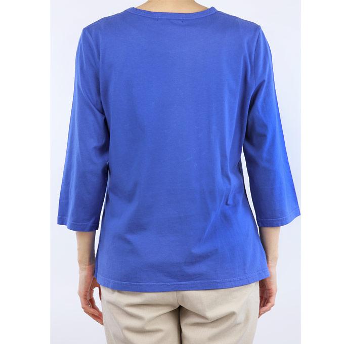 7分袖絞りTシャツ 綿100% LL ソフト シニア 夏 レディース 婦人服