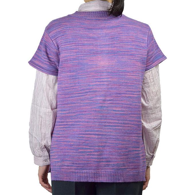 肩付きベスト ニット 前開き 全開 フリー M〜L LL チュニック 秋 冬