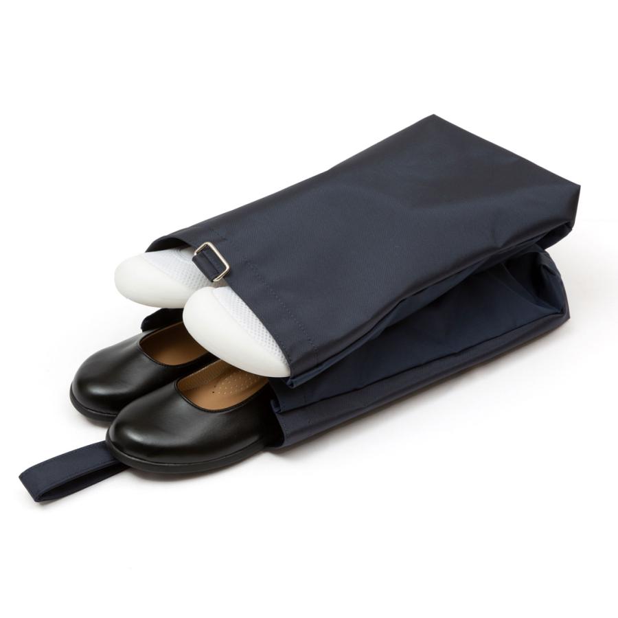お受験 2足用 シューズケース 濃紺 無地 仕切り付き マチつき 上履き