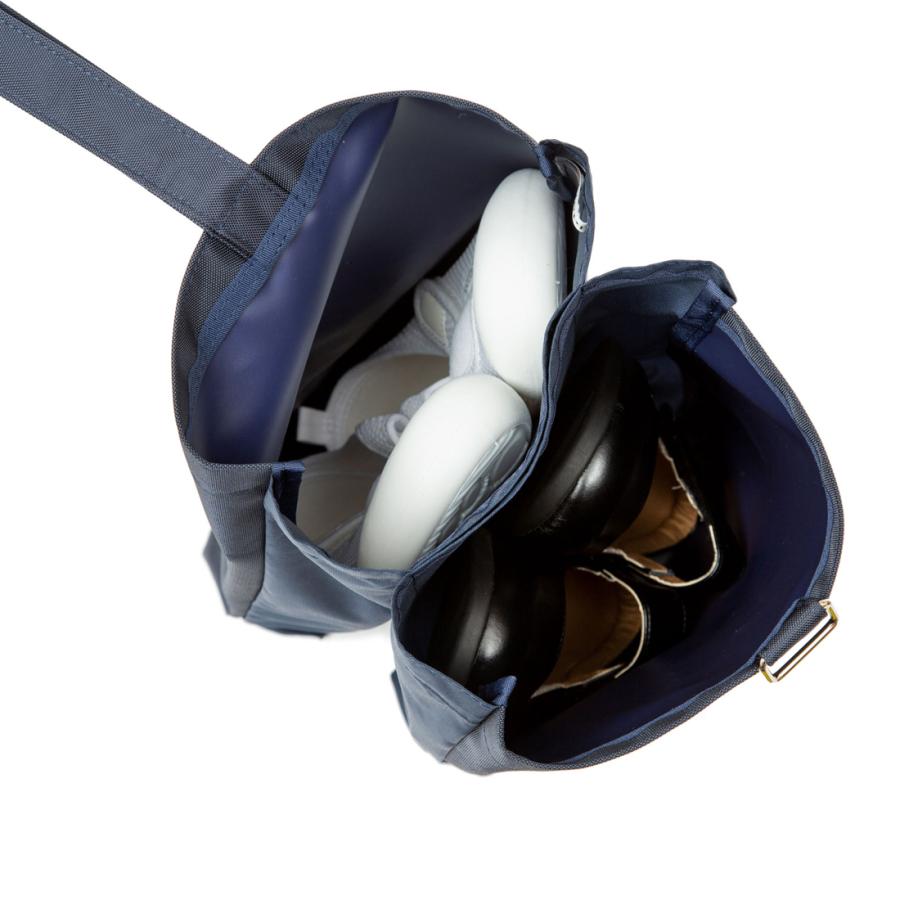 お受験 2足用 シューズケース 濃紺 無地 仕切り付き マチつき 上履き